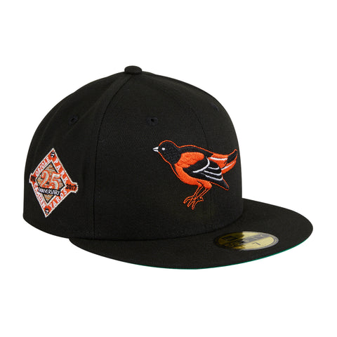 New Era 59Fifty Black Dome Baltimore Orioles 25th Anniversary Patch Hat - Black