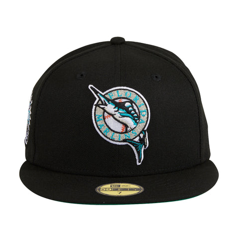 Exclusive New Era 59Fifty Black Dome Miami Marlins Inaugural Patch Hat - Black