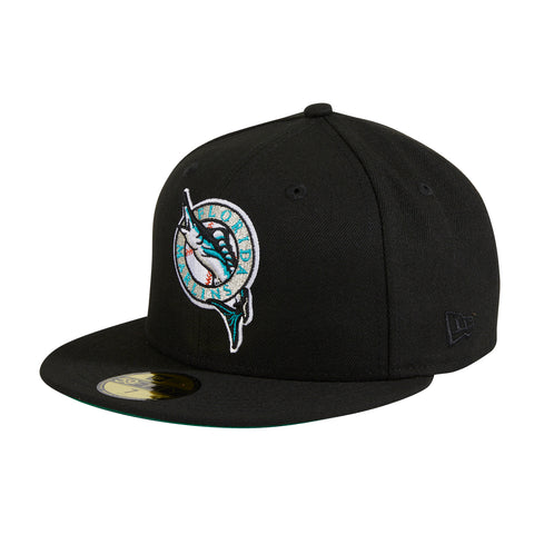 Exclusive New Era 59Fifty Black Dome Miami Marlins Inaugural Patch Hat - Black