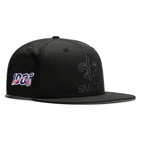 New Era 9FIFTY New Orleans Saints 100th Anniversary Patch Snapback Hat - Black, Black