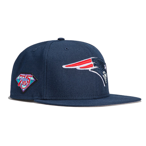 New Era 9Fifty New England Patriots 75th Anniversary Patch Snapback Helmet Hat - Navy