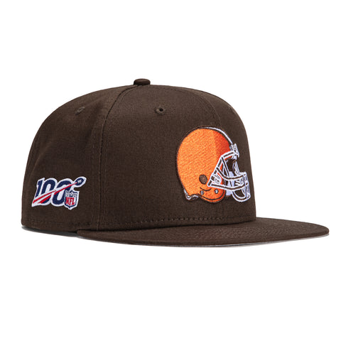 New Era 9Fifty Cleveland Browns 100th Anniversary Patch Snapback Hat - Brown