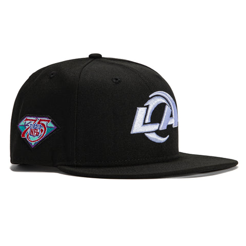 New Era 9Fifty Los Angeles Rams 75th Anniversary Patch Snapback Hat - Black, White