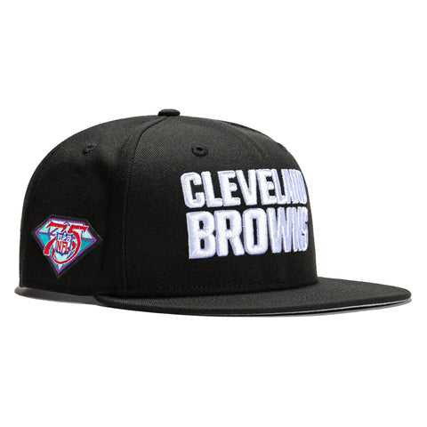 New Era 9Fifty Cleveland Browns 75th Anniversary Patch Snapback Hat - Black, White