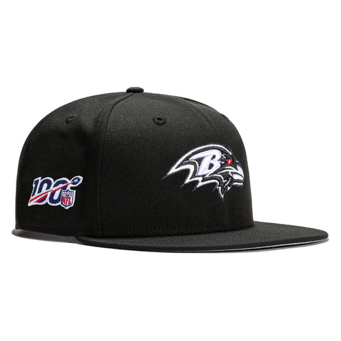 New Era 9Fifty Baltimore Ravens 100th Anniversary Patch Snapback Hat - Black, White