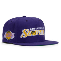 Mitchell & Ness Pop UV Los Angeles Lakers Patch Snapback Showtime Hat - Purple