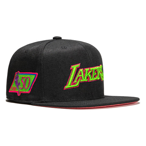 Mitchell & Ness Color Bomb Los Angeles Lakers 50th Anniversary Patch Hat - Black