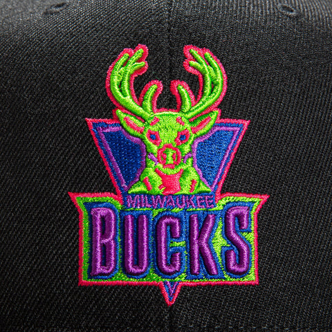 Mitchell & Ness Color Bomb Milwaukee Bucks 40th Anniversary Patch Hat - Black