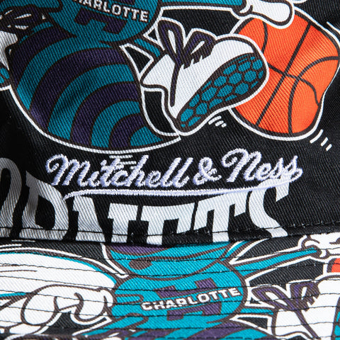 Mitchell & Ness Cut Up Charlotte Hornets Bucket Hat - Black