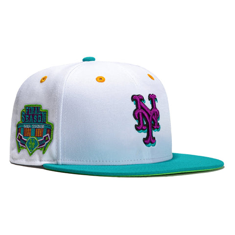 New Era 59Fifty Teal Lime New York Mets Final Season Patch Hat - White, Teal