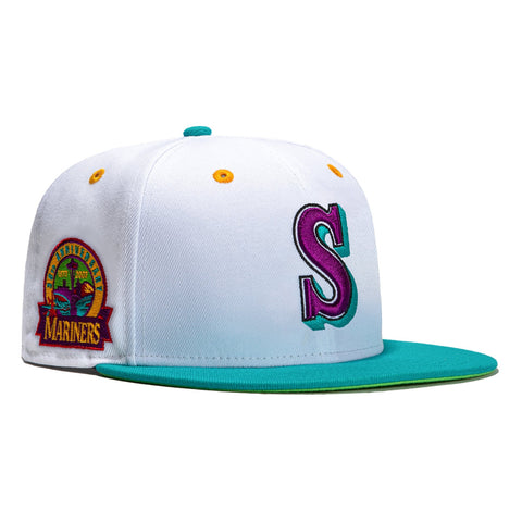 New Era 59Fifty Teal Lime Seattle Mariners 30th Anniversary Patch Hat - White, Teal