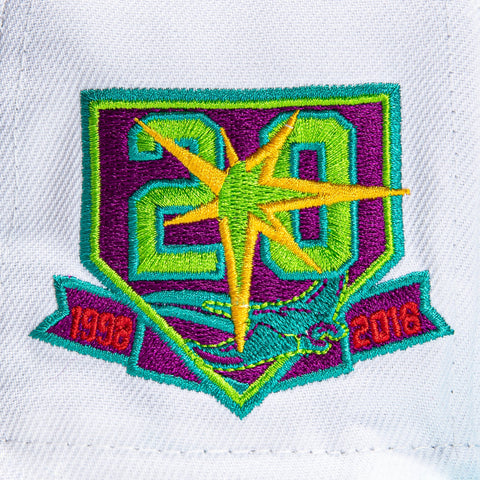 New Era 59Fifty Teal Lime Tampa Bay Rays 20th Anniversary Patch Hat - White, Teal