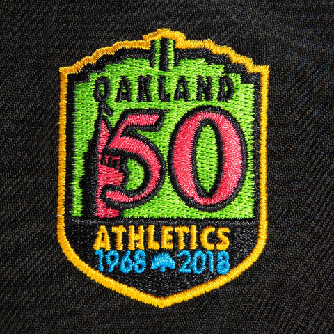 New Era 59Fifty Hat Wheels Oakland Athletics 50th Anniversary Patch Stomper Hat - Black, Infrared
