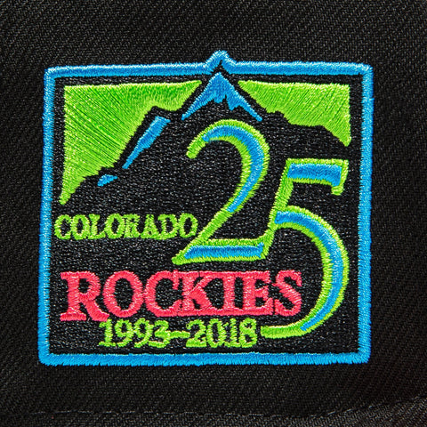 New Era 59Fifty Hat Wheels Colorado Rockies 25th Anniversary Patch Mountain Hat - Black, Infrared
