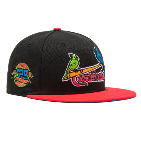 New Era 59Fifty Hat Wheels St Louis Cardinals 125th Anniversary Patch Logo Hat - Black, Infrared