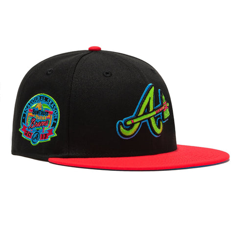 New Era 59Fifty Hat Wheels Atlanta Braves Inaugural Patch Alternate Hat - Black, Infrared