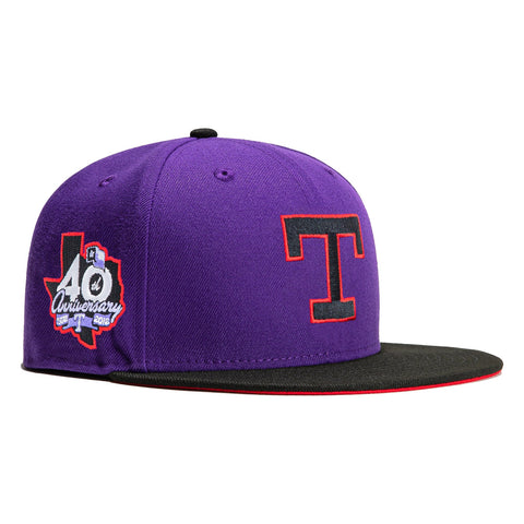 New Era 59FIFTY T-Dot Texas Rangers 40th Anniversary Patch Hat - Purple, Black, Red Purple/Black/Red / 7 1/4