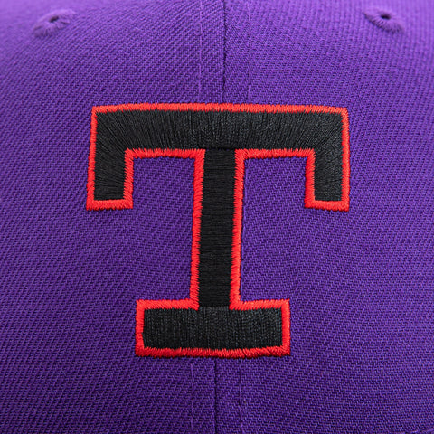 New Era 59Fifty T-Dot Texas Rangers 40th Anniversary Patch Hat - Purple, Black, Red