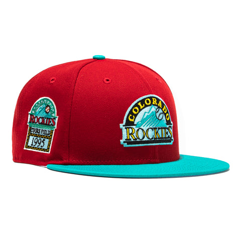 New Era 59Fifty Captain Planet 2.0 Colorado Rockies Inaugural Patch Logo Hat - Red, Teal
