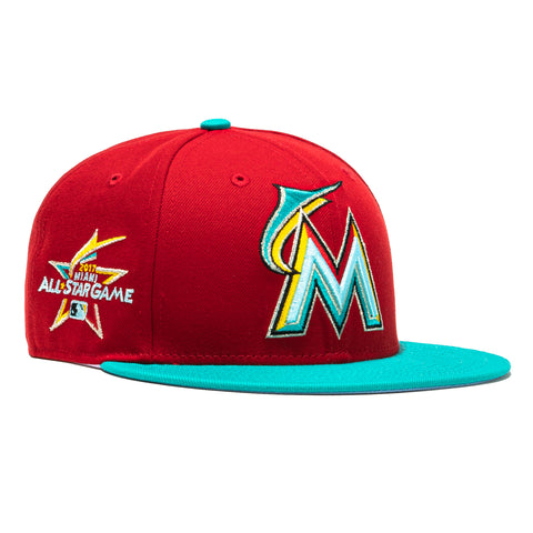 New Era 59Fifty Captain Planet 2.0 Miami Marlins 2017 All Star Game Patch Hat - Red, Teal