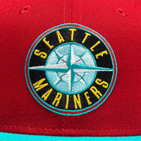 New Era 59Fifty Captain Planet 2.0 Seattle Mariners 2001 All Star Game Patch Logo Hat - Red, Teal