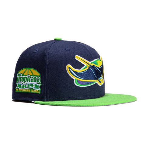 New Era 59Fifty Tampa Bay Rays Tropicana Field Patch Alternate Hat - Navy, Lime Green