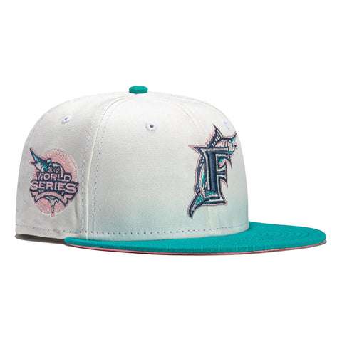 New Era 59Fifty Monaco Miami Marlins 2003 World Series Champions Patch Hat - Stone, Teal