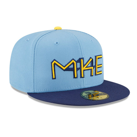 New Era 59Fifty Authentic Collection Milwaukee Brewers 2022 City Connect Game Hat - Light Blue, Light Navy