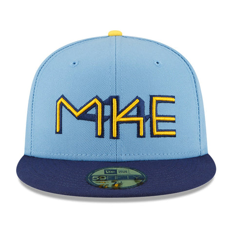 New Era 59Fifty Authentic Collection Milwaukee Brewers 2022 City Connect Game Hat - Light Blue, Light Navy