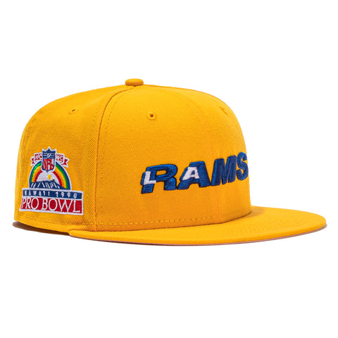 New Era 59Fifty Los Angeles Rams 1990 Super Bowl Patch Pink UV Hat - Gold