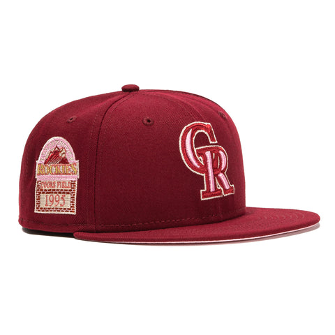 Exclusive New Era 59Fifty Red Velvet Colorado Rockies Inaugural Patch Hat - Cardinal