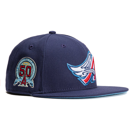 New Era 59Fifty Los Angeles Angels 50th Anniversary Patch Icy UV Hat - Light Navy, Light Blue