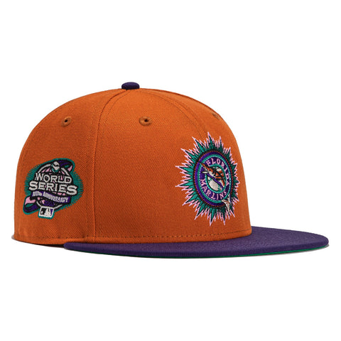 New Era 59Fifty Cactus Fruit Miami Marlins 2003 World Series Patch Alternate Hat- Burnt Orange, Purple