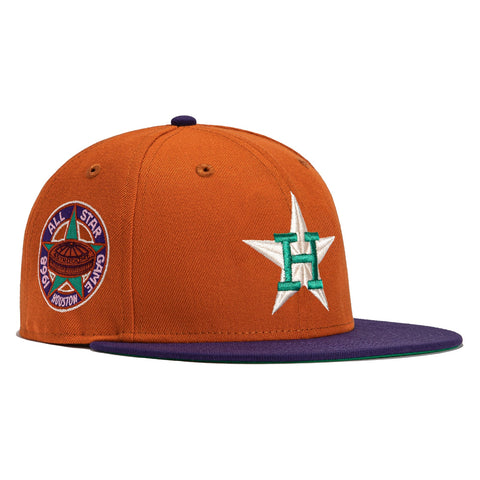 New Era 59Fifty Cactus Fruit Houston Astros 1968 All Star Game Patch Hat- Burnt Orange, Purple