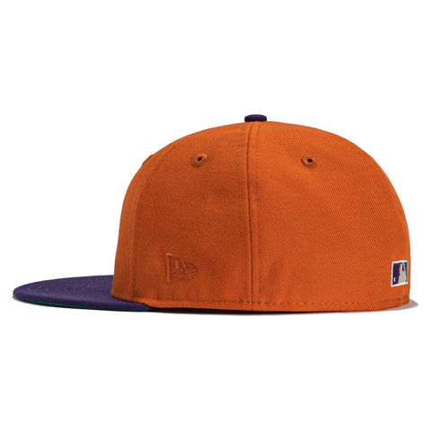 New Era 59Fifty Cactus Fruit Oakland Athletics 50th Anniversary Patch Stomper Hat- Burnt Orange, Purple