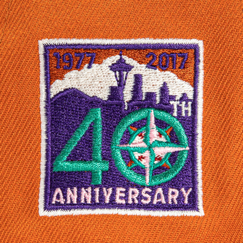 New Era 59Fifty Cactus Fruit Seattle Mariners 40th Anniversary Patch Hat- Burnt Orange, Purple