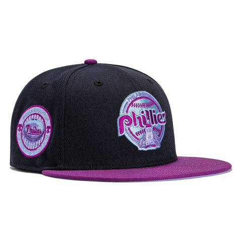 New Era 59Fifty Grape Jelly Philadelphia Phillies Veterans Stadium Patch Hat- Navy, Purple
