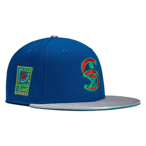New Era 59Fifty Juice Box Chicago White Sox 1933 All Star Game Patch Hat - Royal, Metallic Silver