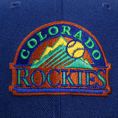 New Era 59Fifty Colorado Rockies 10th Anniversary Patch Logo Hat - Royal, Teal, Burnt Orange