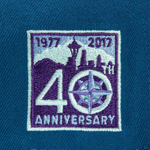 New Era 59Fifty Seattle Mariners 40th Anniversary Patch Logo Hat - Indigo, Purple, Light Blue