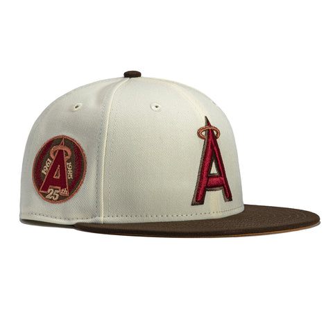 New Era 59Fifty Los Angeles Angels 25th Anniversary Patch Hat - White, Brown, Cardinal