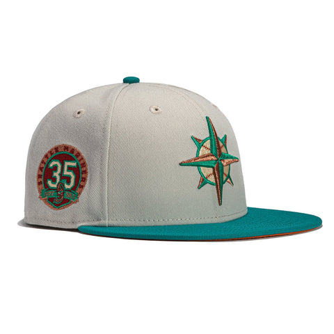 New Era 59Fifty Seattle Mariners 35th Anniversary Patch Hat - Stone, Teal, Burnt Orange