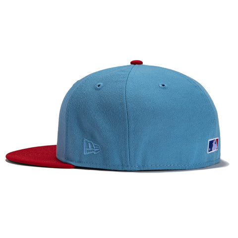 New Era 59Fifty Texas Rangers Stadium Patch TR Hat - Light Blue, Red