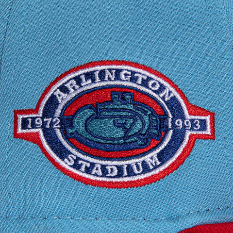 New Era 59Fifty Texas Rangers Stadium Patch TR Hat - Light Blue, Red