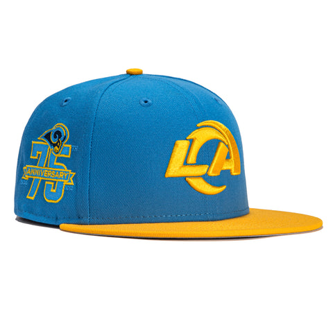 New Era 59Fifty Uni Los Angeles Rams 75th Anniversary Patch Hat - Light Blue, Gold