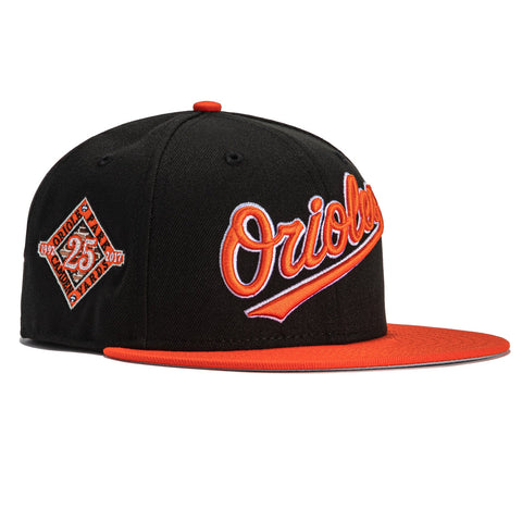 New Era 59Fifty Baltimore Orioles 25th Anniversary Patch Jersey Hat- Black, Orange