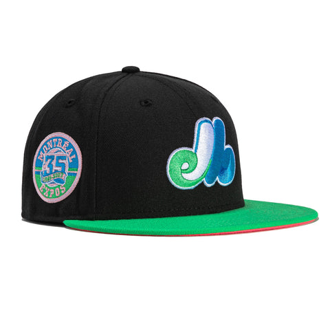 New Era 59Fifty Big Ben's KO Montreal Expos 35th Anniversary Patch Hat - Black, Lime Green