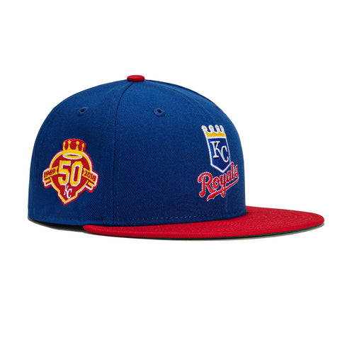 New Era 59Fifty Kansas City Royals 50th Anniversary Patch Logo Hat - Royal, Red