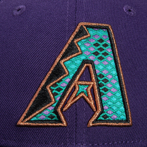 New Era 59Fifty Snake Print Arizona Diamondbacks 2001 World Series Patch A Hat - Purple, Black