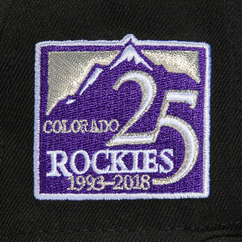 New Era 59Fifty Colorado Rockies 25th Anniversary Patch Hat - Black, Metallic Silver